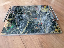 Load image into Gallery viewer, Black Marquina Style Marble Effect Serving Tray