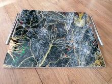Load image into Gallery viewer, Black Marquina Style Marble Effect Serving Tray