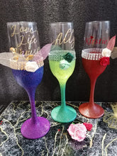 Load image into Gallery viewer, Personalised Glittered Champagne Flute