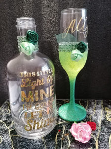 Personalised light up bottle and champagne flute set