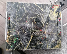 Load image into Gallery viewer, Black Marquina Style Marble Effect Serving Tray