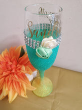 Load image into Gallery viewer, Personalised Glittered Champagne Flute