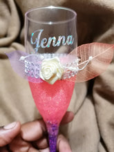 Load image into Gallery viewer, Personalised Glittered Champagne Flute