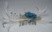 Load image into Gallery viewer, Freshwater Pearl Blue and Silver Beaded Comb