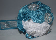 Load image into Gallery viewer, Blue and White Wedding Brooch Bouquet
