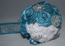 Load image into Gallery viewer, Blue and White Wedding Brooch Bouquet