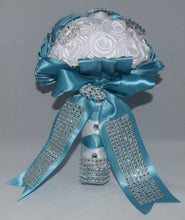 Load image into Gallery viewer, Blue and White Wedding Brooch Bouquet