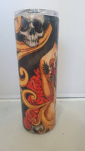 Load image into Gallery viewer, Tattoo Fabric 20oz Day of the Dead Tumbler