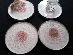 Set of 4 flower resin Coasters