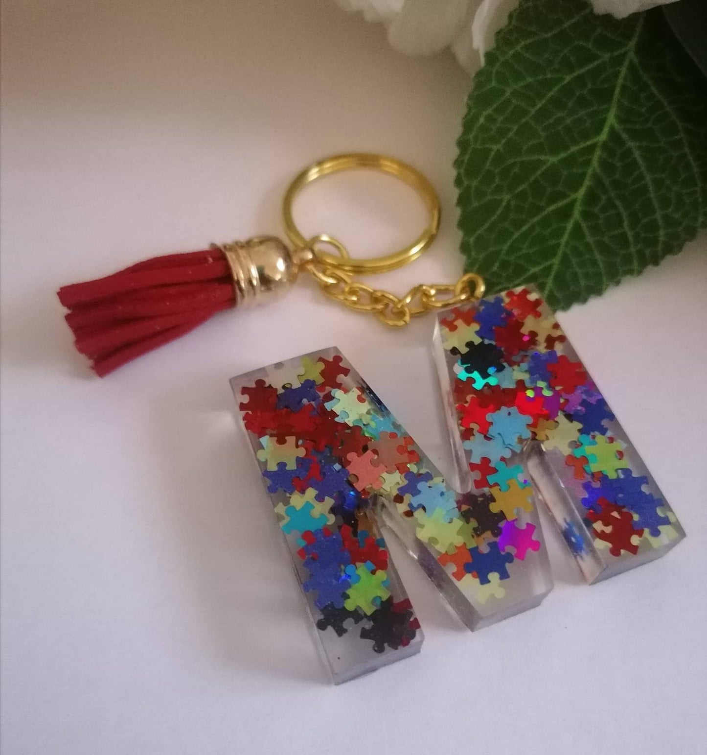 Autism Letter M gold keyring