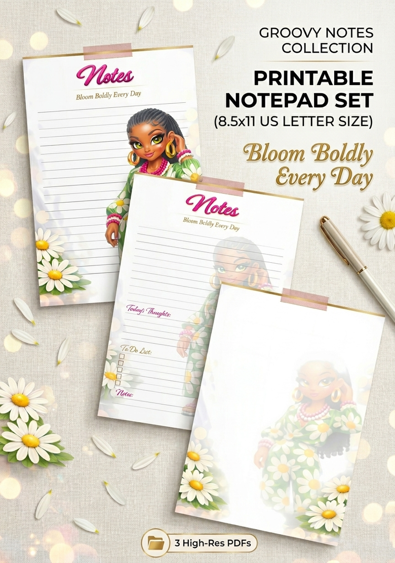 Groovy Notes Page – Instant Download (8.5" x 11")