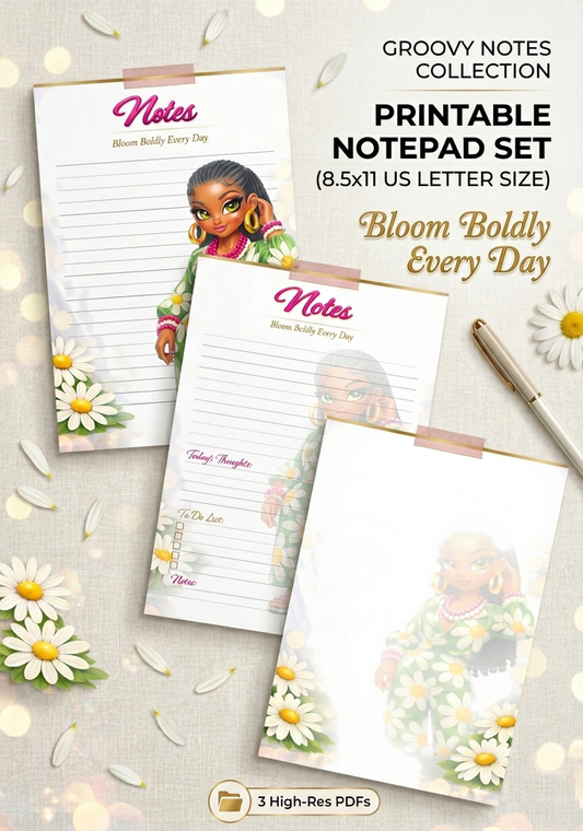 Groovy Notes Page – Instant Download (8.5" x 11")