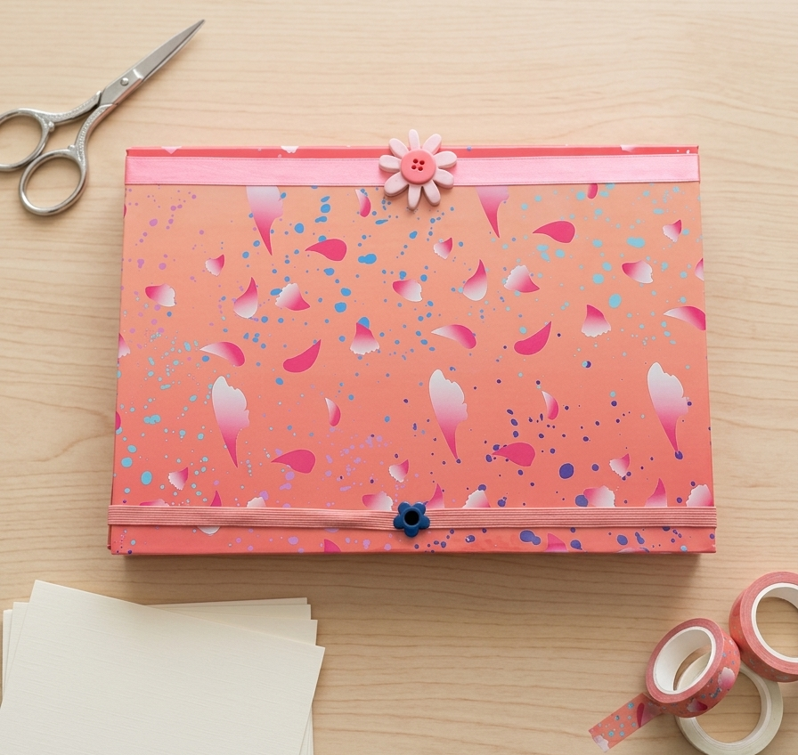 September Blossom Paper | Printable A4 Coral Petal Paper (PNG Digital Download)