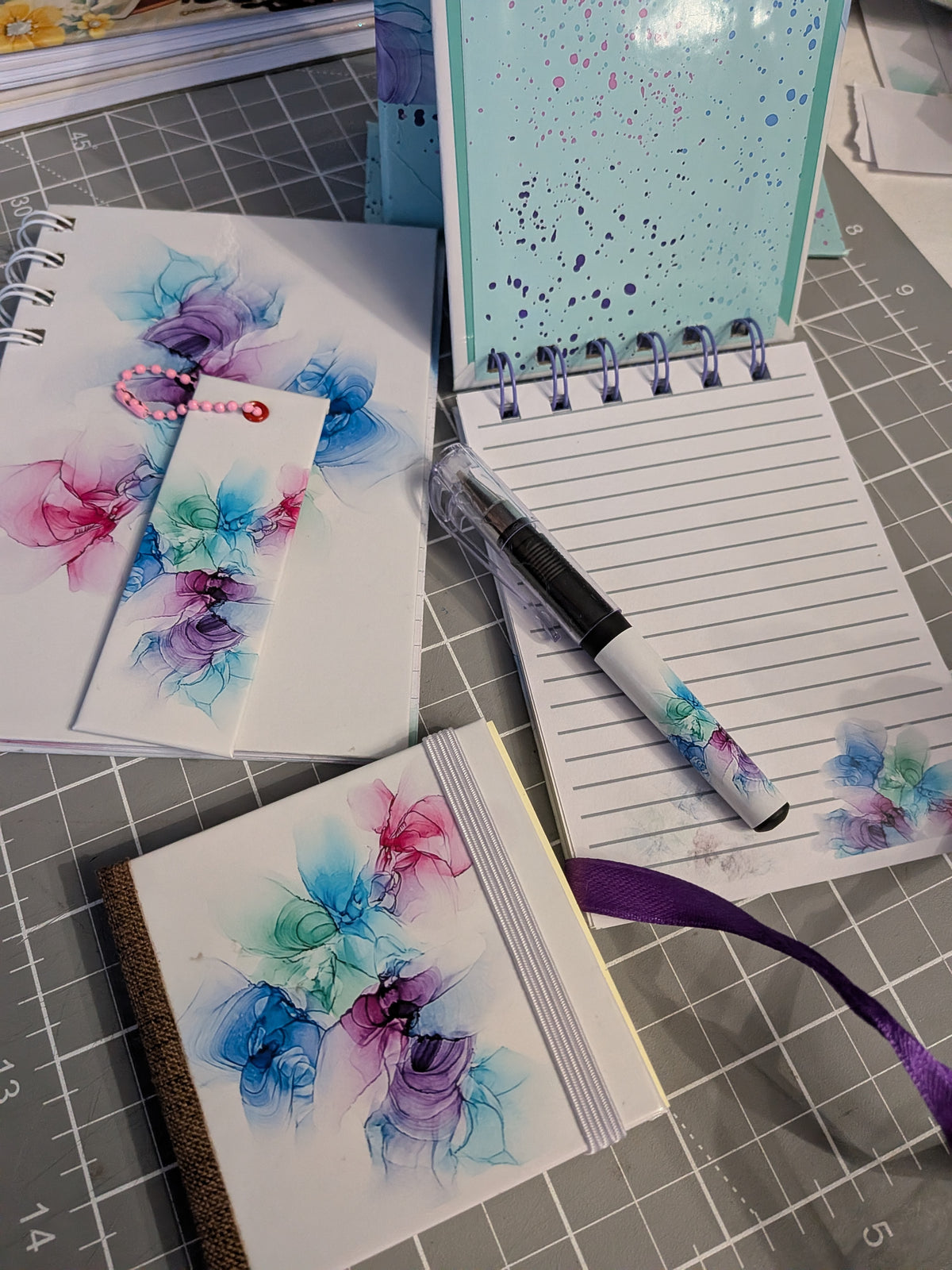 Fluid Ink Art Stationery Bundle | Instant Download (8.5" x 11")