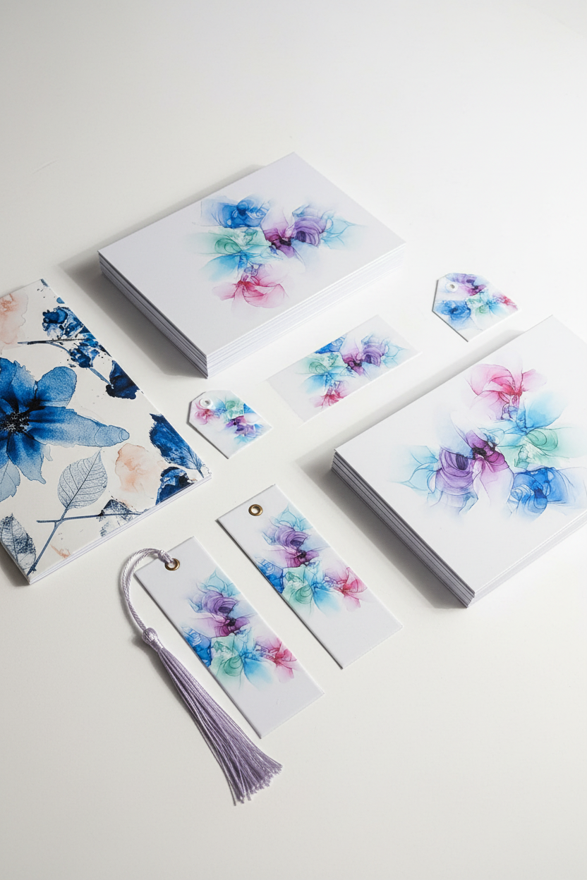 Fluid Ink Art Stationery Bundle | Instant Download (8.5" x 11")