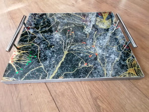 Black Marquina Style Marble Effect Serving Tray