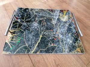 Black Marquina Style Marble Effect Serving Tray