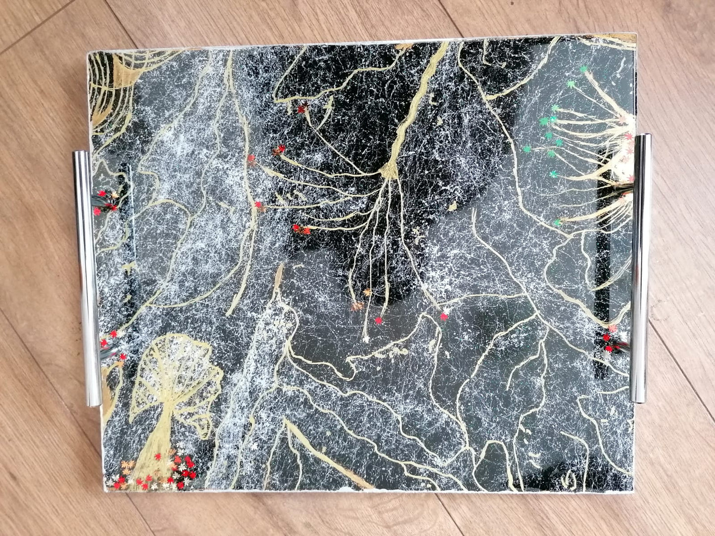 Black Marquina Style Marble Effect Serving Tray