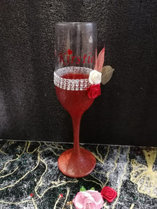 Personalised Glittered Champagne Flute