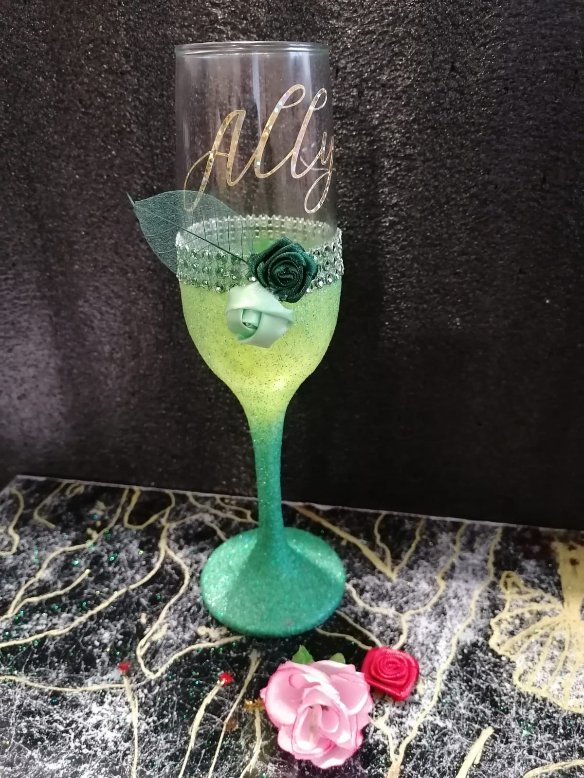 Personalised light up bottle and champagne flute set