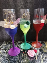 Load image into Gallery viewer, Personalised Glittered Champagne Flute
