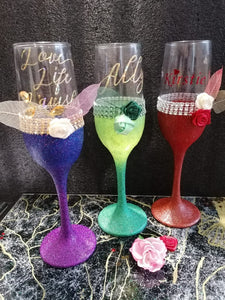 Personalised Glittered Champagne Flute