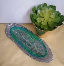 Load image into Gallery viewer, Silver Green Gold glitter trinket tray
