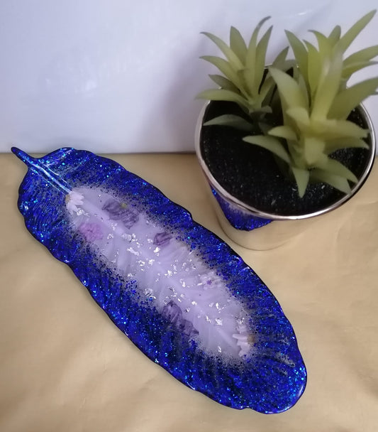 Purple Lilac glitter trinket tray -