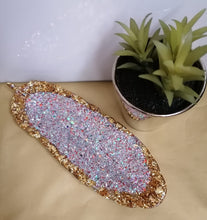 Load image into Gallery viewer, Gold silver mix glitter trinket tray -
