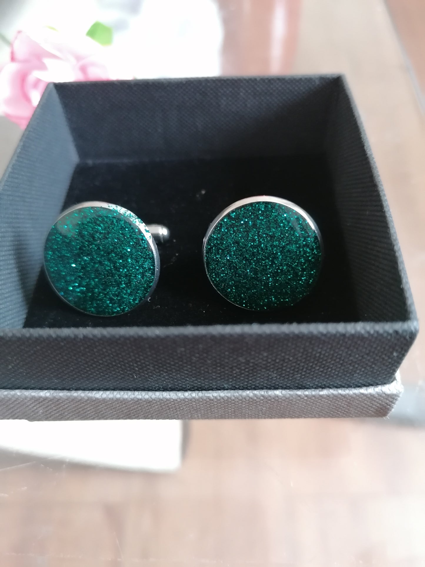 Handmade Glitter Cufflinks
