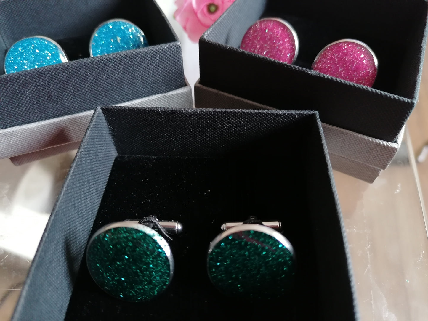 Handmade Glitter Cufflinks