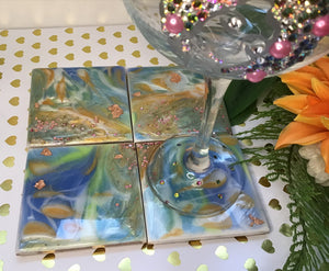 Blue Splash Ceramic Coaster