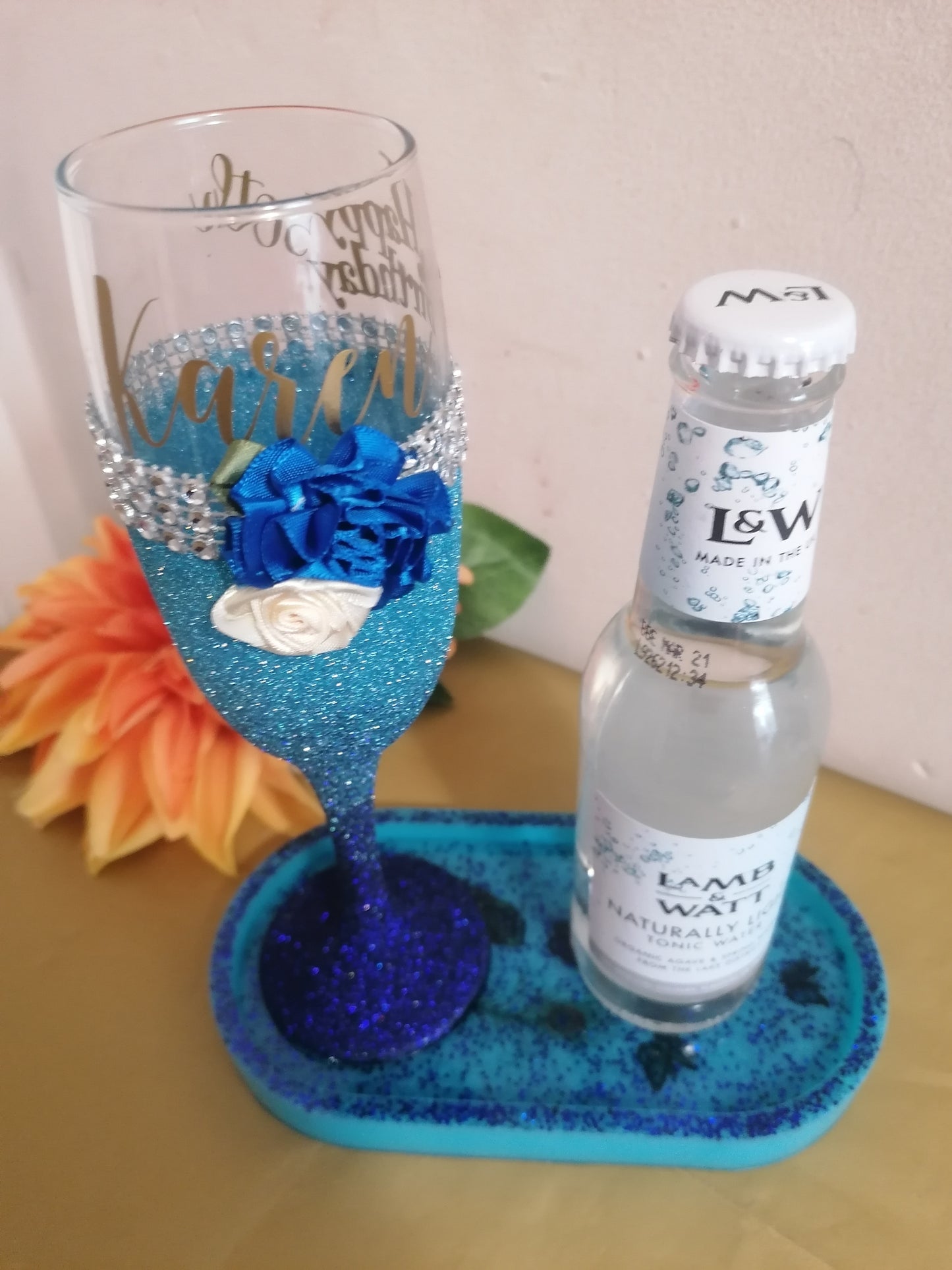 Personalised Glittered Champagne Flute