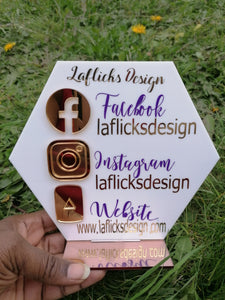 20cm White and Rose Gold Hexagon Plaque