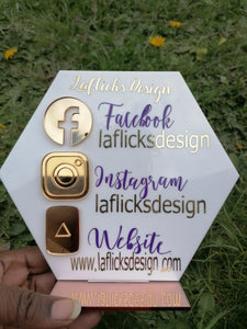20cm White and Rose Gold Hexagon Plaque