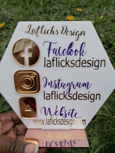 20cm White and Rose Gold Hexagon Plaque