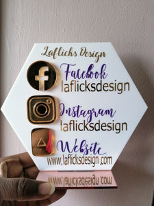 20cm White and Rose Gold Hexagon Plaque