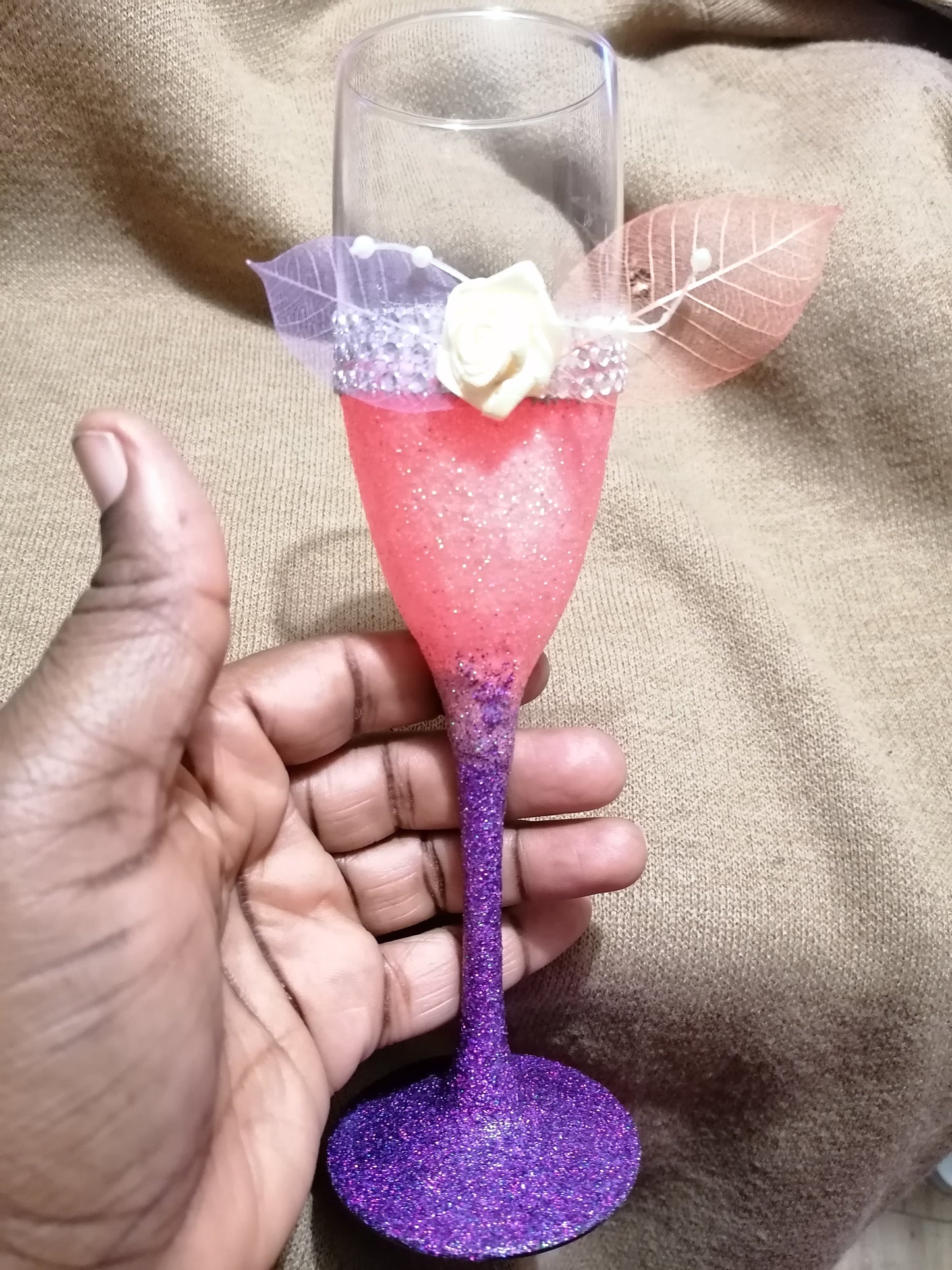 Personalised Glittered Champagne Flute