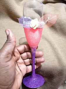 Personalised Glittered Champagne Flute