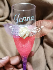 Personalised Glittered Champagne Flute