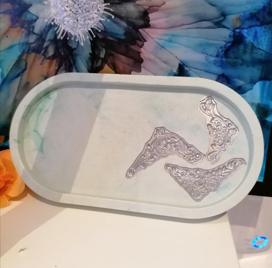 Triple Druzy Mint Oval Tray