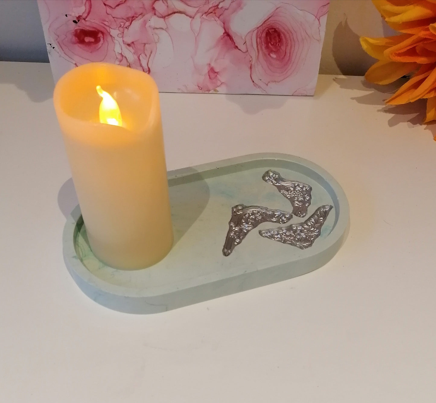 Triple Druzy Mint Oval Tray