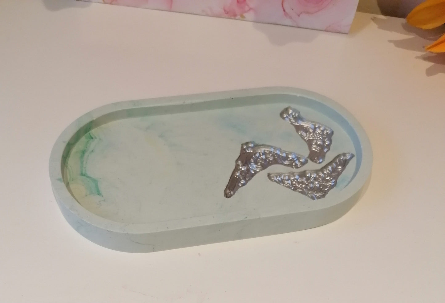Triple Druzy Mint Oval Tray