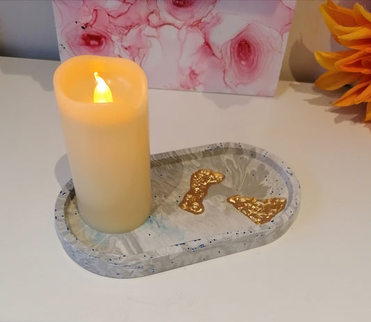 Beige Druzy Oval Tray
