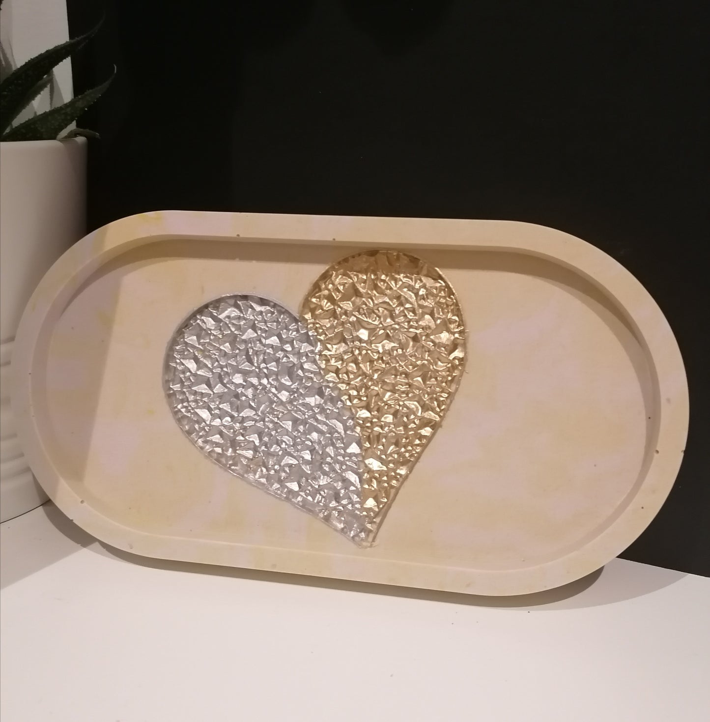 Heart Druzy Lemon Oval Tray