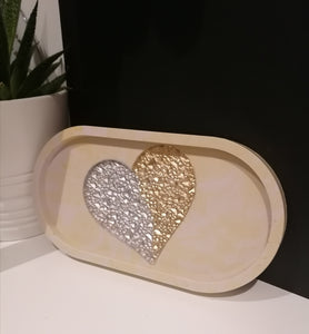Heart Druzy Lemon Oval Tray