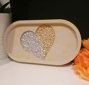 Heart Druzy Lemon Oval Tray