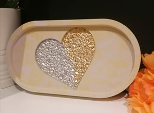 Heart Druzy Lemon Oval Tray