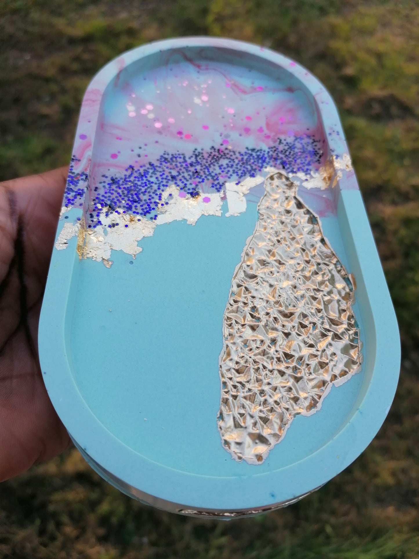 Blue-Purple Druzy Oval Tray