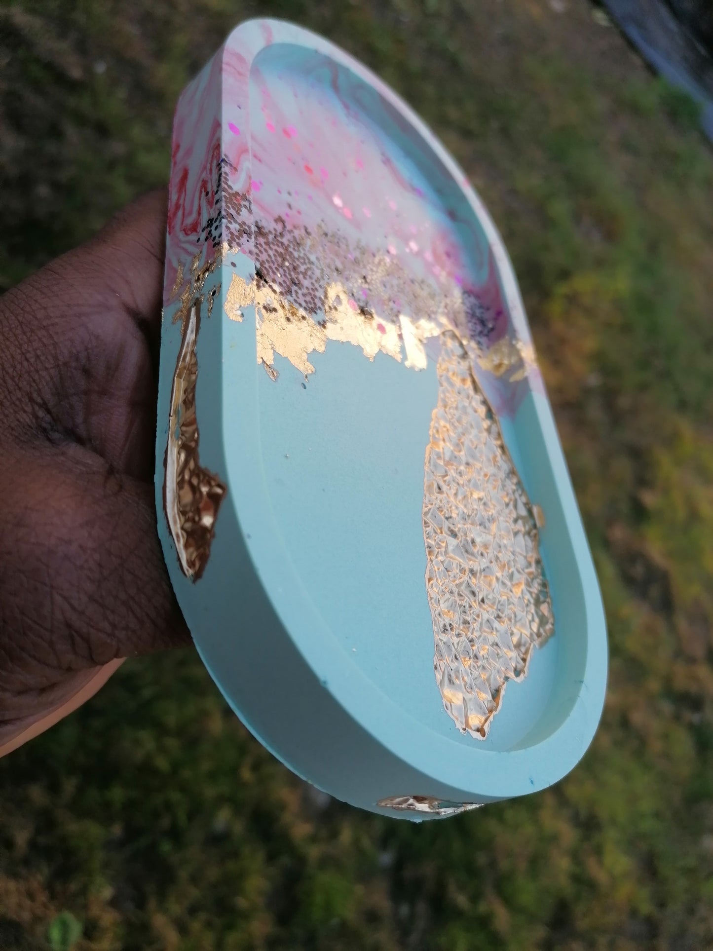 Blue-Purple Druzy Oval Tray